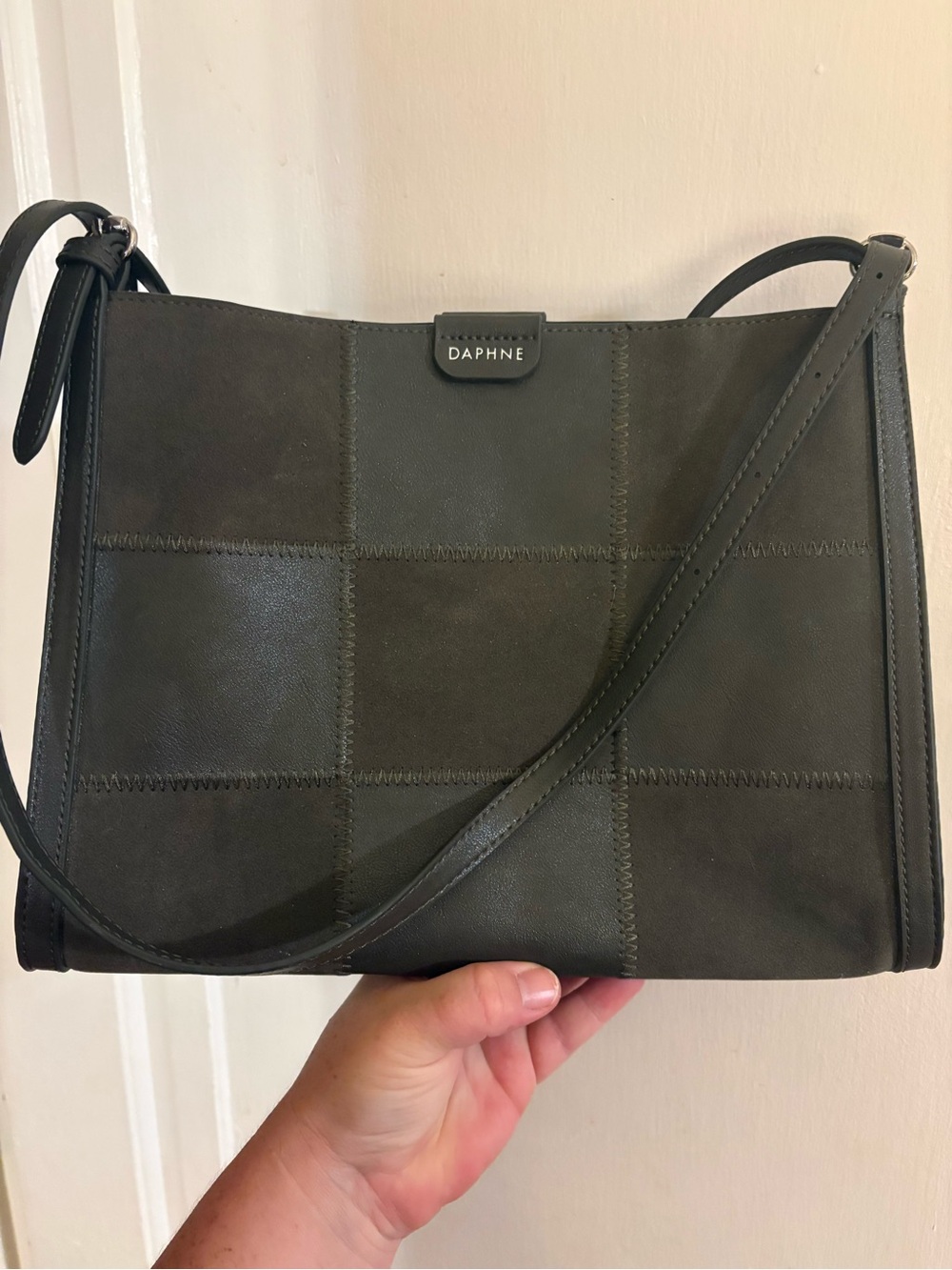 Women’s leather Green Patchwork Crossbody Bag